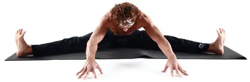 yogi doing intense stretching