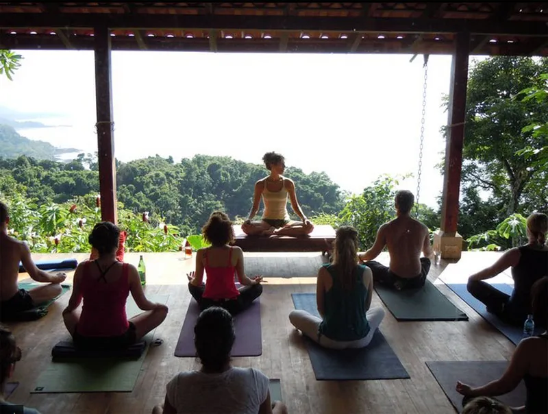 Participants are practicing Yoga in Anamaya Yoga Resort