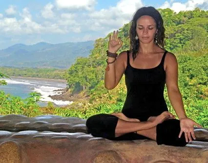A paricipant is practicing meditation