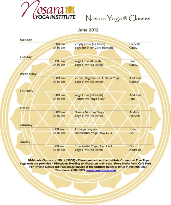 Routine of Nosara Yoga Institute