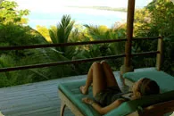 A paticipant is relaxing in a beautiful veranda