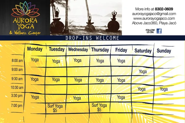 Aurora Yoga Jaco Schedule