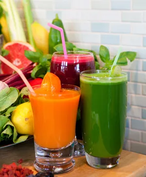 colorful raw fruit juice