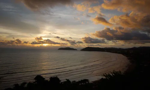 tropical sea beach under colorful sky
