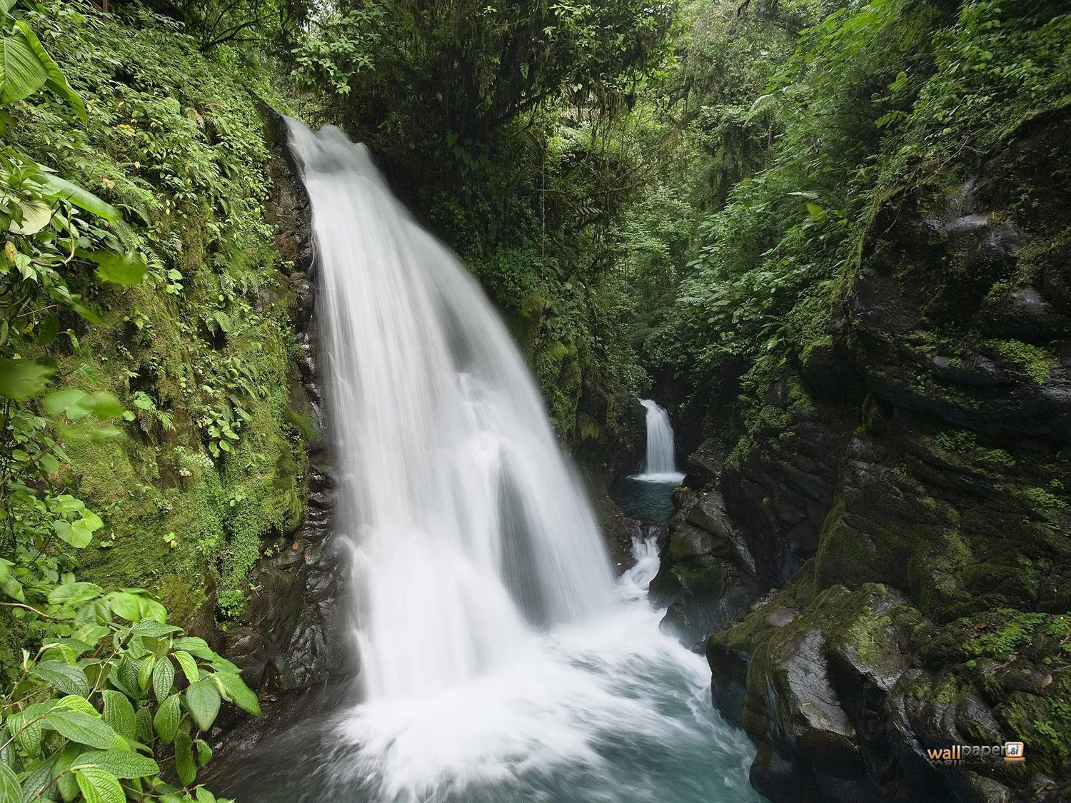 beautiful small waterfall with crystal clear water