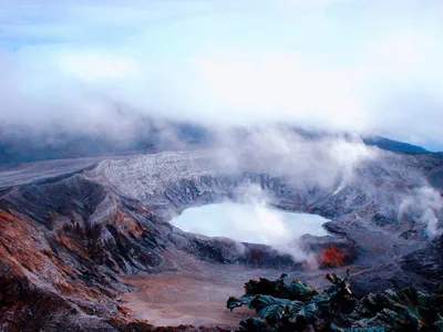 beautiful poas volcano under colorful sky