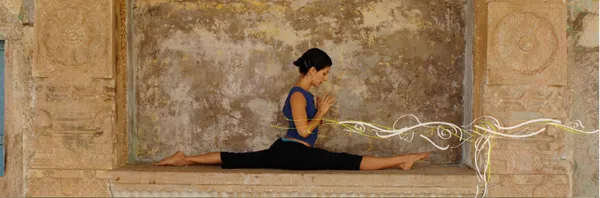 woman doing ashtanga yoga on concret base