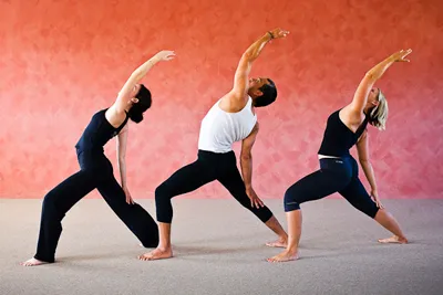 people practicing vinyasa flow yoga