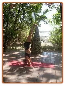 Jessica Ballard practicing headstand