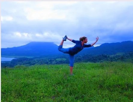 woman doing warrior pose