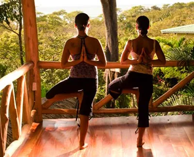 Practitioners are practicing Yoga