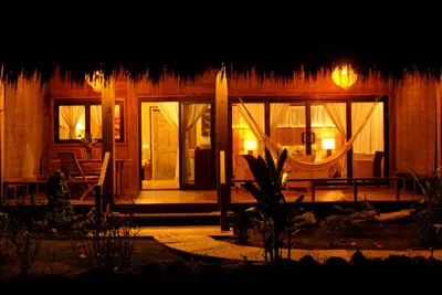 front view of a beautifully decorated bungalow