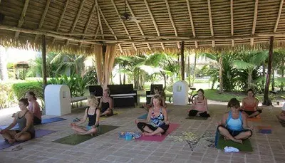 group of people meditating