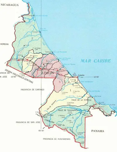 map of Limon province