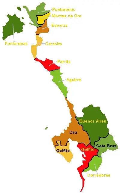 map of puntarenas province
